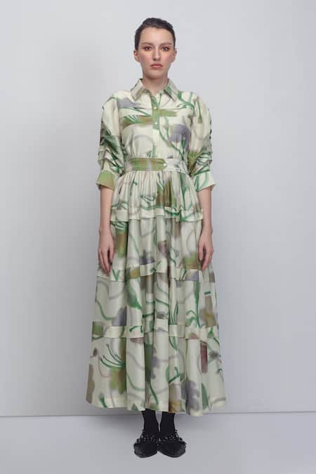 Leh Studios Paron Print Pleated Dress 