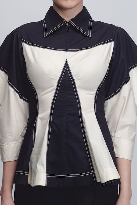 Buy Leh Studios Black Cotton Collared Kadar Top Online at Aza Fashions Buy_Leh Studios_Black Cotton Collared Kadar Top _Online_at_Aza_Fashions