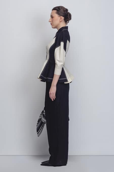 Shop Leh Studios Black Cotton Collared Kadar Top Online at Aza Fashions Shop_Leh Studios_Black Cotton Collared Kadar Top _Online_at_Aza_Fashions