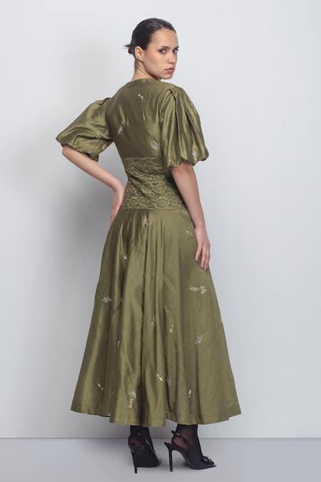 Leh Studios Montana Floral Embroidered Dress 