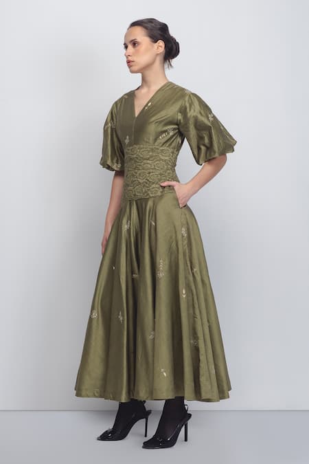 Leh Studios Montana Floral Embroidered Dress 