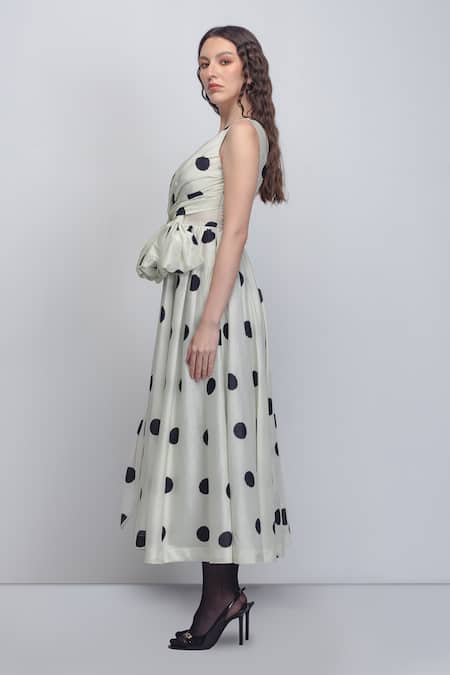 Buy_Leh Studios_Black Silk, Cotton V-neck Lia Printed Dress _Online_at_Aza_Fashions