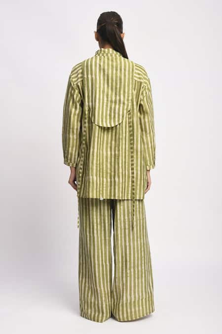 JAYATI GOENKA Herb Stripe Print Shirt & Pant Set 