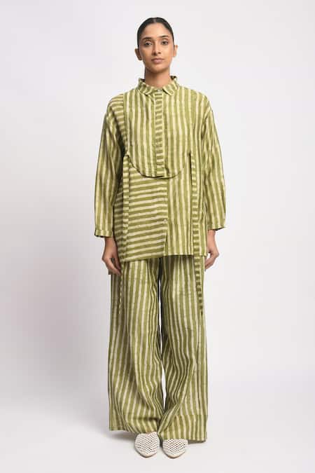 JAYATI GOENKA Herb Stripe Print Shirt & Pant Set 