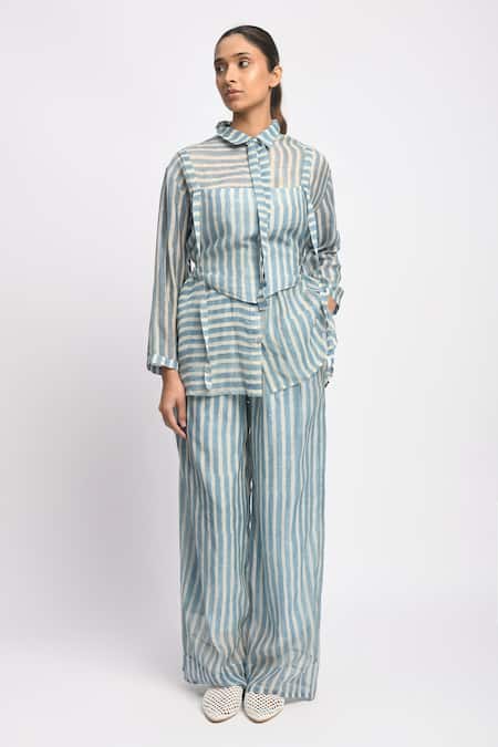 JAYATI GOENKA Sky Stripe Print Shirt & Pant Set 