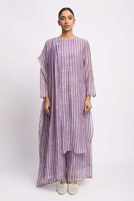 Shop_JAYATI GOENKA_Purple , Silk, Silk, , Printed Kurta Set _Online_at_Aza_Fashions