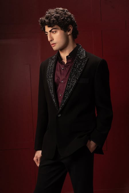 payal and rishab Embroidered Lapel Tuxedo 