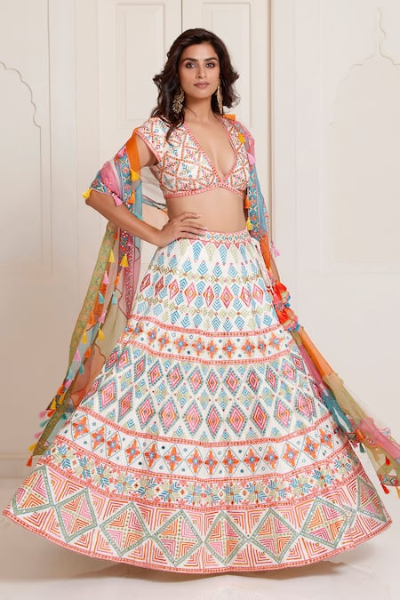 Surily G Geometric Embroidered Lehenga Set 
