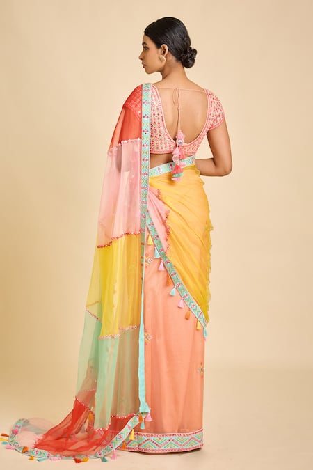 Surily G Tassel Border Saree & Blouse Set 