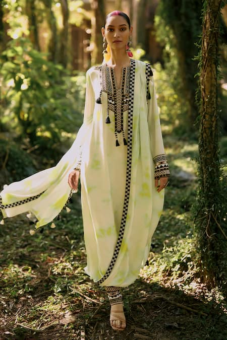 Surily G Tie Dye Draped Kurta & Pant Set 