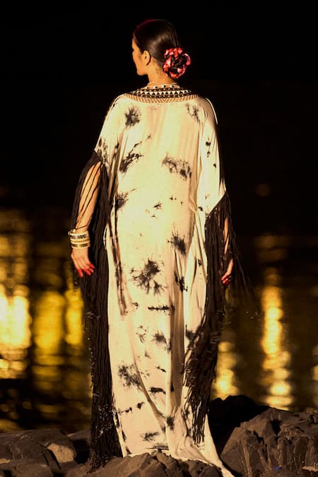 Surily G Tie-Dye Pure Crepe Fringe Kaftan 