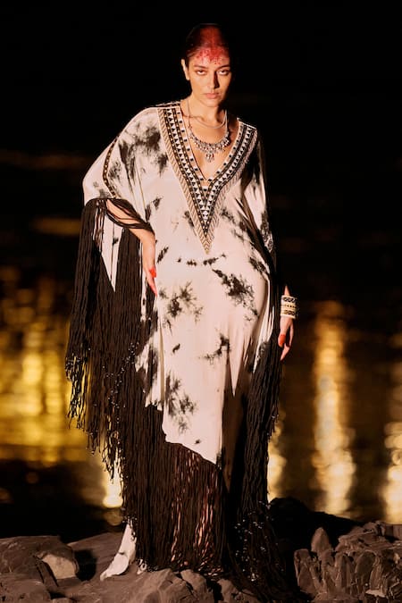 Surily G Tie-Dye Pure Crepe Fringe Kaftan 