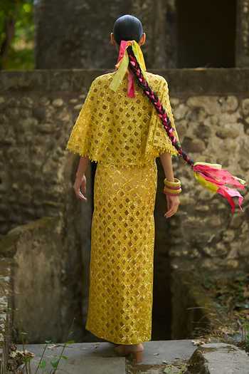 Surily G Cutwork Embroidered Cape & Skirt Set 