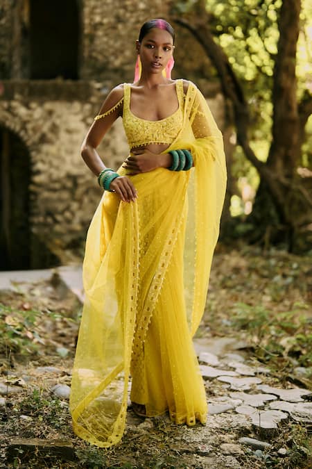 Surily G Net & Lace Saree With Blouse 