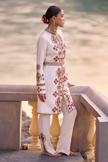 Surily G Embroidered Crepe Kurta & Pant Set 