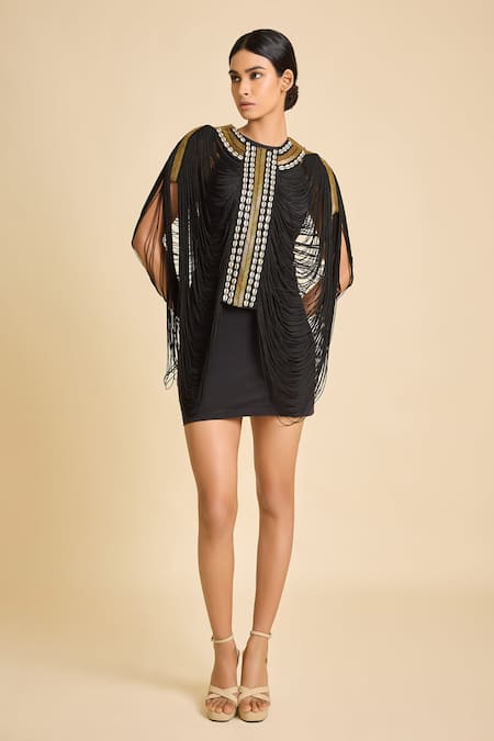 Surily G Cotton Necklace Top with Fringe Overlay 