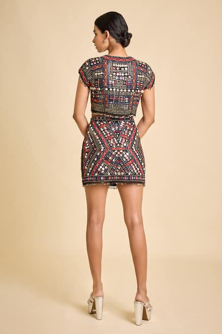 Surily G Embellished Mirrorwork Tassel Skirt 