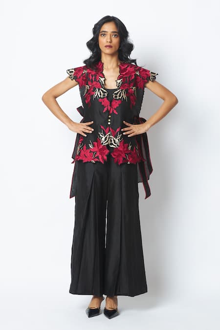 Madder Much Pilar Floating Embroidered Cape & Pant Set 