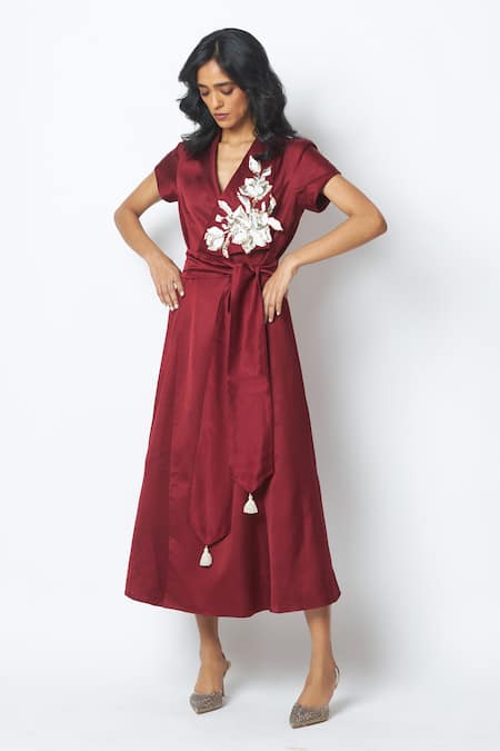 Madder Much Ravena Floral Embroidered Wrap Dress 