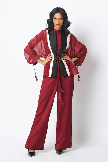 Madder Much Carla Sheer Tie Up Jacket & Pant Set 