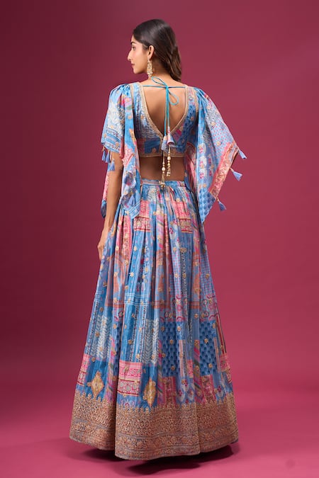 Samyukta Singhania Ruffle Sleeve Blouse Printed Lehenga Set 