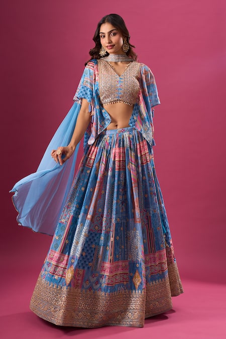 Samyukta Singhania Ruffle Sleeve Blouse Printed Lehenga Set 