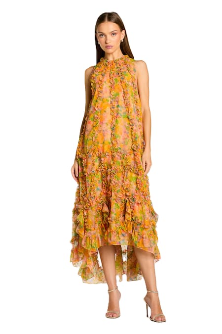 Mac Duggal Floral Printed Chiffon Dress 