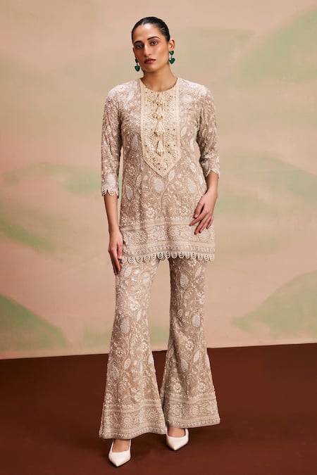 Evra By Nikita Paisley Embroidered Kurta & Palazzo Set 