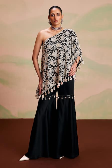 Evra By Nikita Floral Embroidered Cape & Gharara Set 