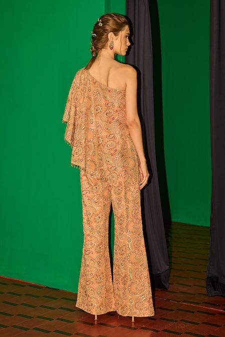 Evra By Nikita Threadwork Embroidered Cape & Palazzo Set 