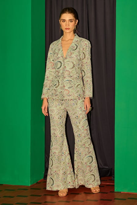 Evra By Nikita Embroidered Blazer & Pant Set 