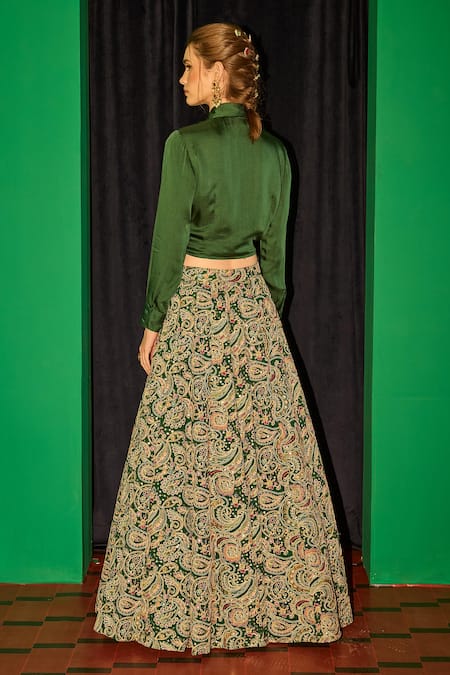Evra By Nikita Georgette Shirt & Embroidered Lehenga Set 
