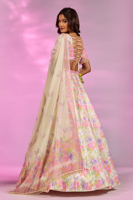 Label Priyanka Kar Flower Print Lehenga Set 