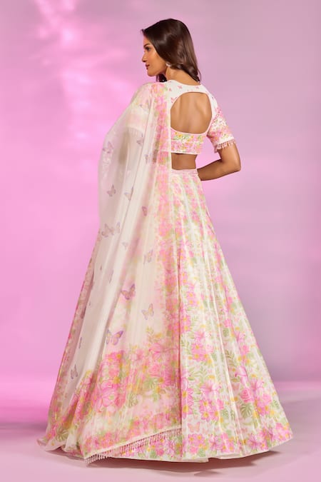 Label Priyanka Kar Flower Bouquet Print Lehenga Set 