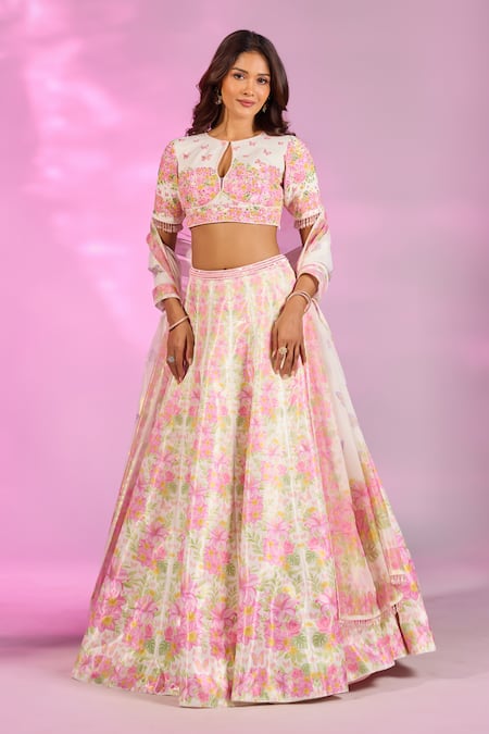 Label Priyanka Kar Flower Bouquet Print Lehenga Set 