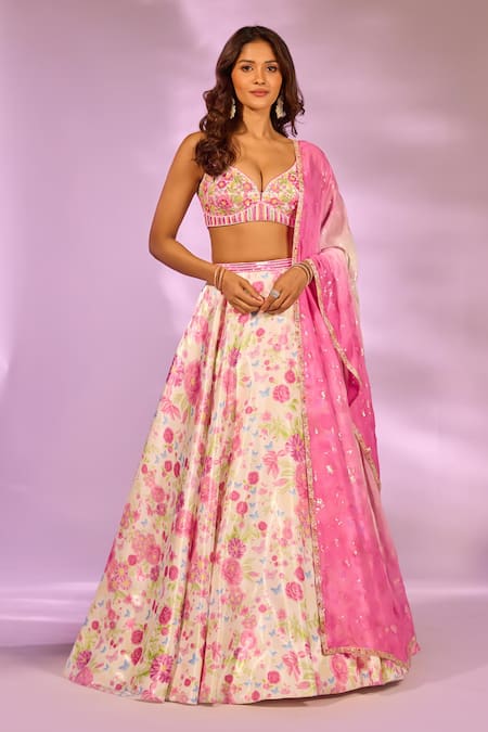 Label Priyanka Kar Floral Botanic Print Lehenga Set 
