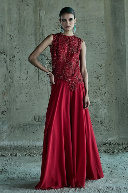 Istya Embroidered Top & Palazzo Set 