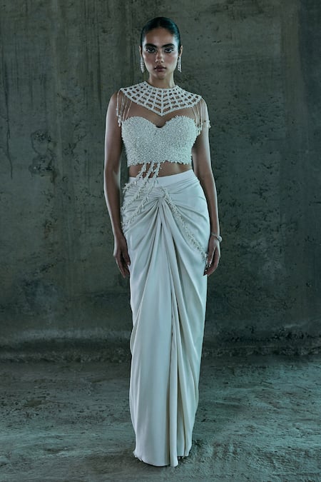 Istya Embellished Cape Skirt Set 