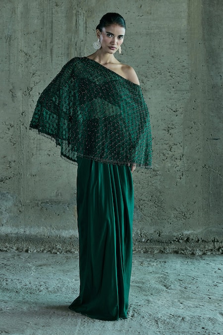 Istya Off Shoulder Cape Skirt Set 