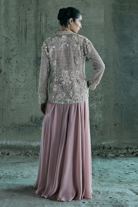 Istya Embroidered Jacket Palazzo Set 