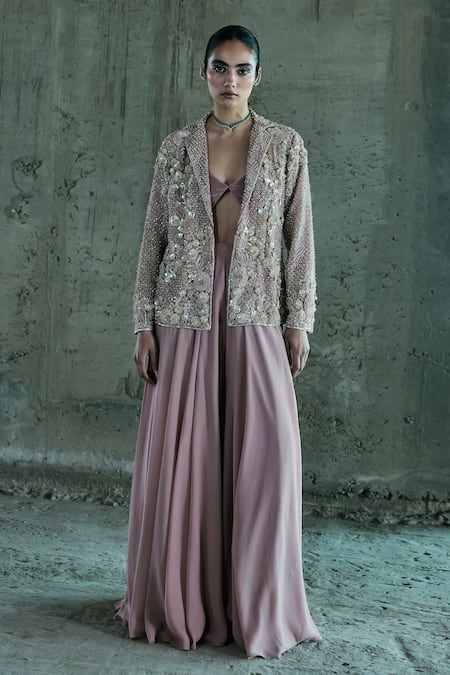 Istya Embroidered Jacket Palazzo Set 