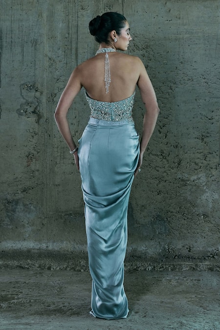 Istya Stone Embroidered Top & Skirt Set 