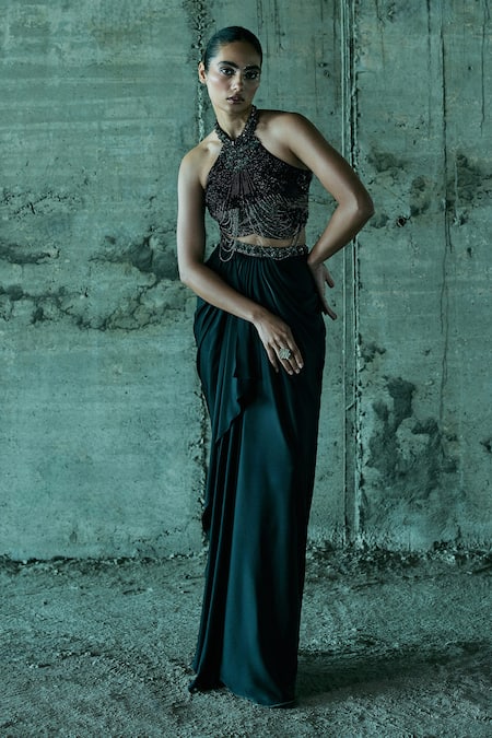 Istya Hand Embellished Top & Skirt Set 