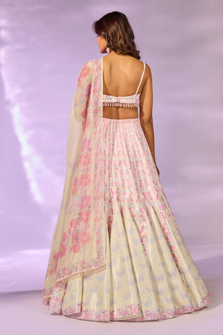 Label Priyanka Kar Flower Print Flared Lehenga Set 