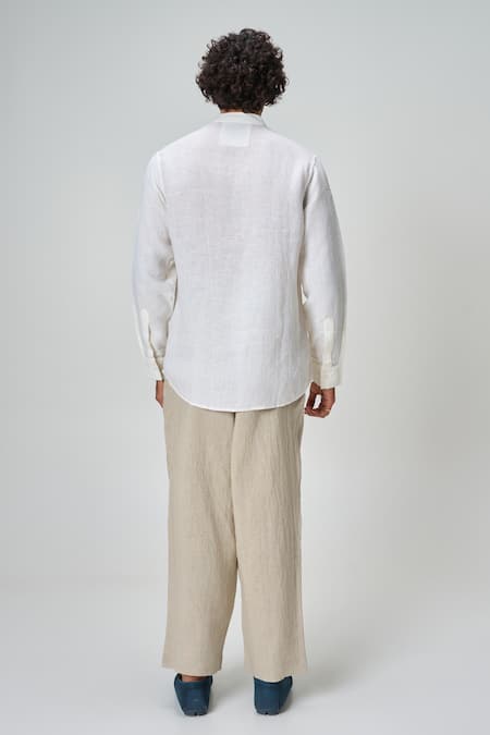 Honey&Me Tonal Hand Embroidered Linen Shirt