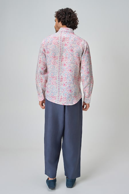 Honey&Me Soft Raga Linen Button-Down Shirt 