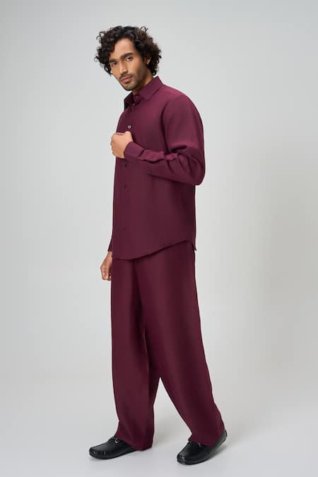 Honey&Me Merlot Flow Linen Shirt & Pant Set 