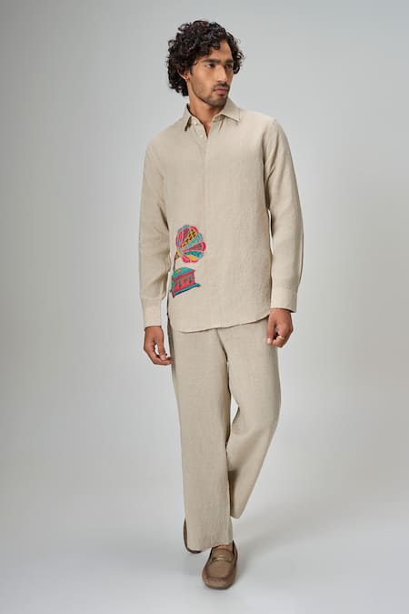 Honey&Me The Rhythm Gramophone Linen Shirt & Pant Set 