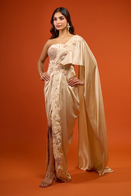 Anamika Khanna Floral Embellished Saree Gown