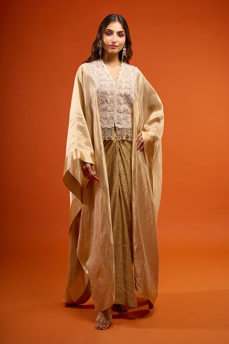 Anamika Khanna Scallop Embroidered Cape & Skirt Set 